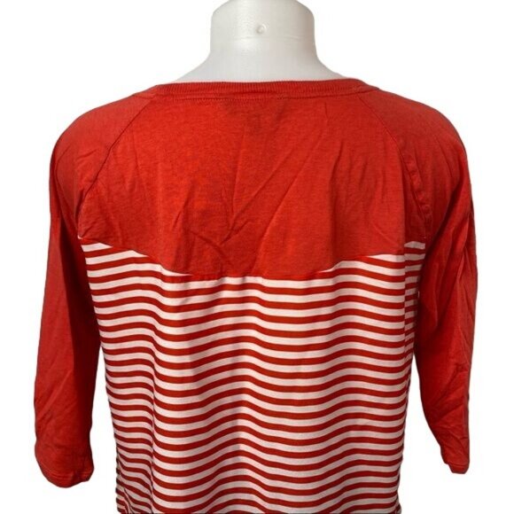 Express Coral Striped Top 3/4 Sleeve Top Shirt Size M - Picture 10 of 10